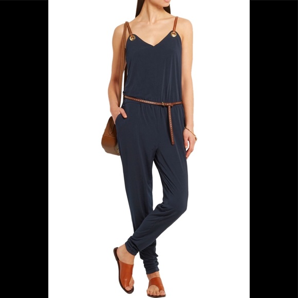 Michael Kors Navy Blue satin jersey Jumpsuit - Picture 1 of 5